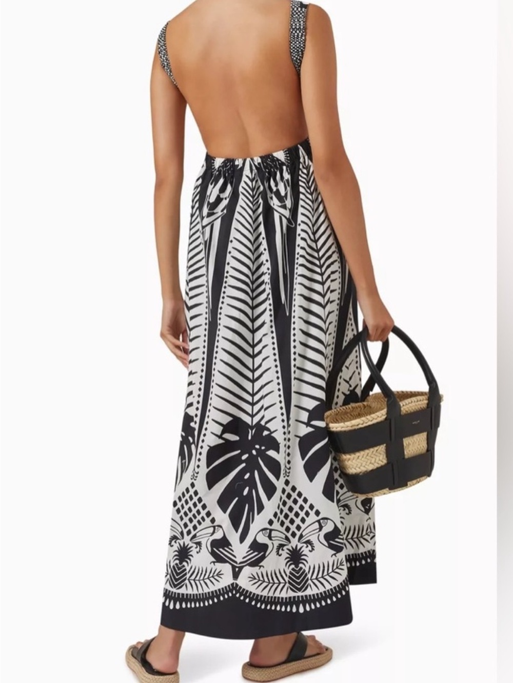 FARM Rio Black and White Tropical-Print Maxi Dress - Picture 3 of 9
